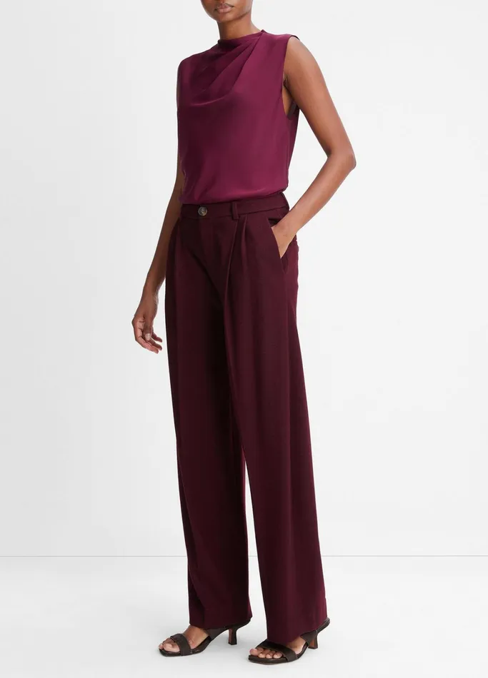 Vince Pants and Shorts Women Cozy WoolBlend PleatedFront Pant Cherry Wine
