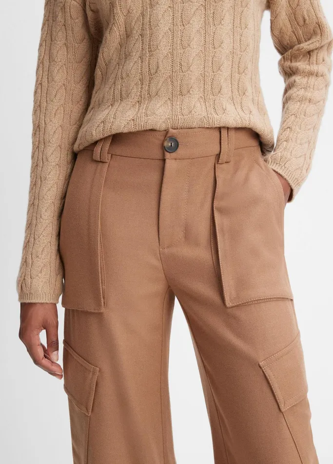 Vince Pants and Shorts Women Flannel WideLeg Cargo Pant Dark Beech