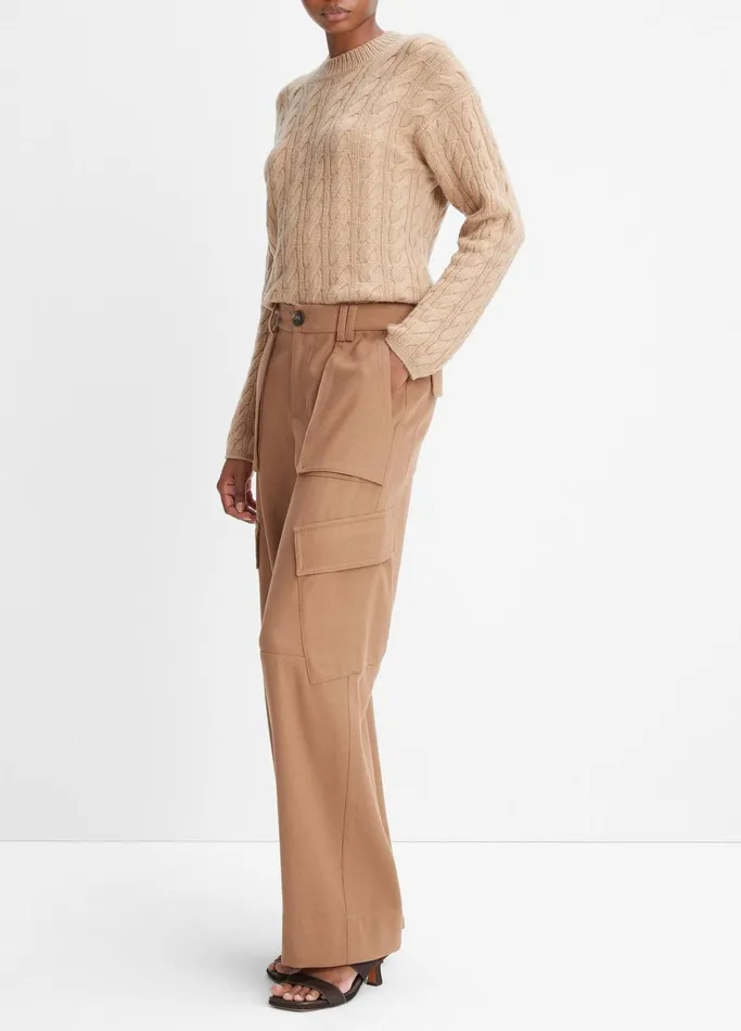 Vince Pants and Shorts Women Flannel WideLeg Cargo Pant Dark Beech