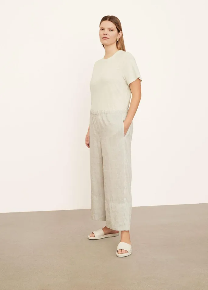 Vince Pants and Shorts Women Striped PullOn Cropped Pant Whiteblack