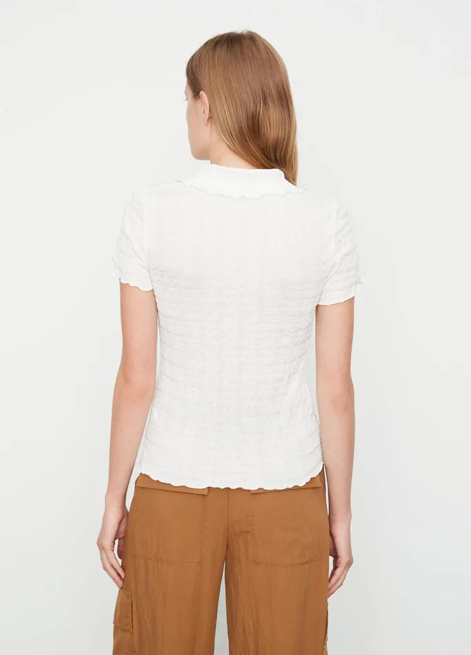 Vince Shirts and Tops Women Smocked ShortSleeve ButtonFront Shirt Off White