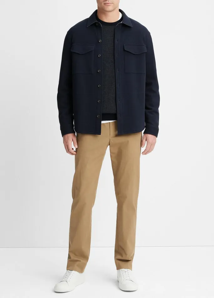 Vince Shirts Men DoubleKnit Piqu Shirt Jacket Coastalmedium Heather Grey