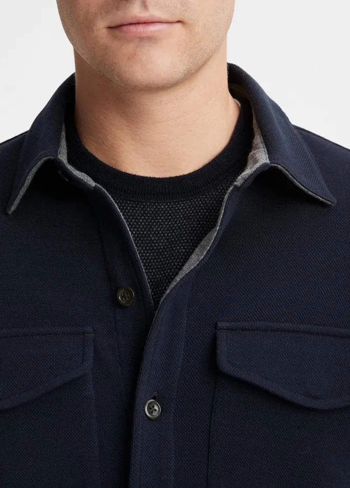 Vince Shirts Men DoubleKnit Piqu Shirt Jacket Coastalmedium Heather Grey