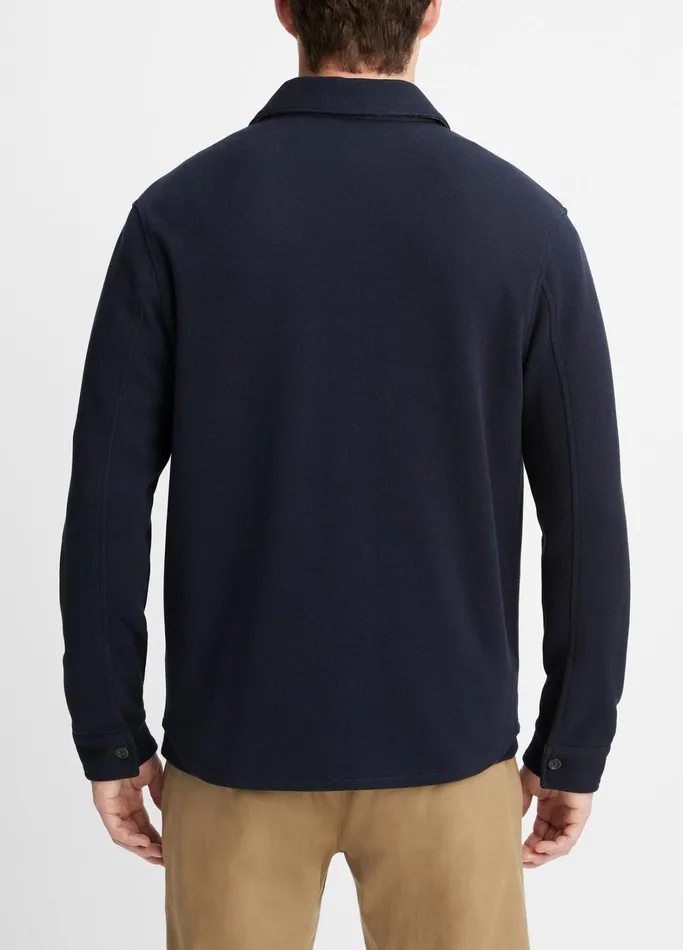 Vince Shirts Men DoubleKnit Piqu Shirt Jacket Coastalmedium Heather Grey