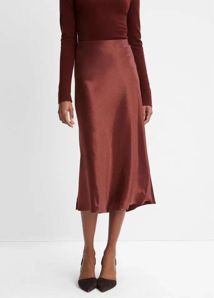 Vince Skirts Women Bias Slip Skirt Cinnamon Stick