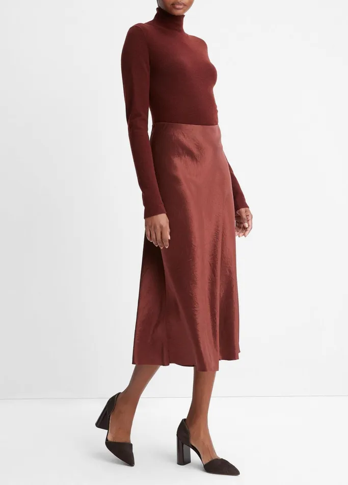 Vince Skirts Women Bias Slip Skirt Cinnamon Stick