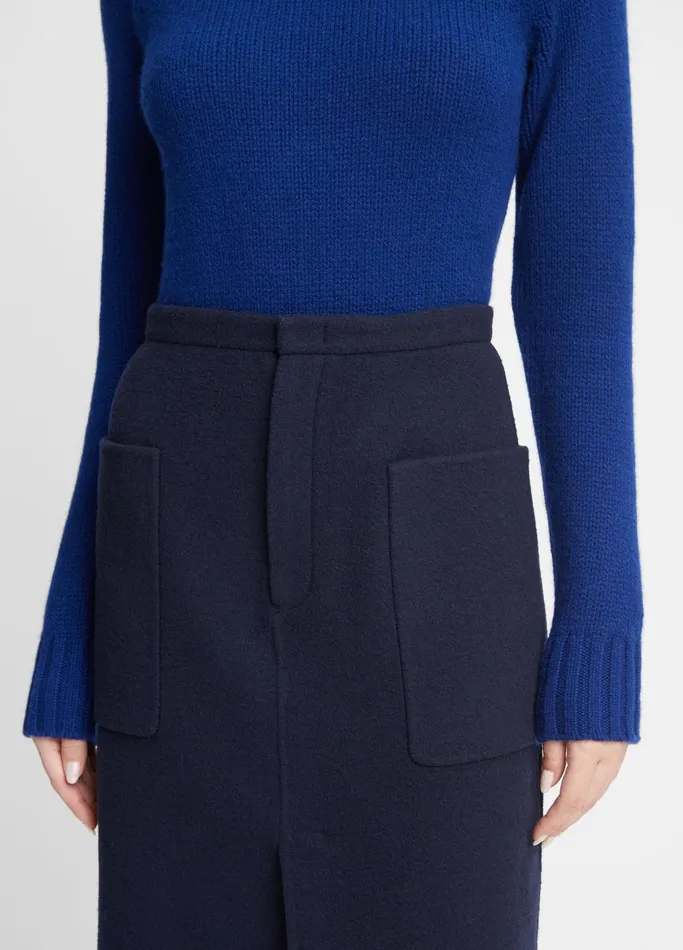 Vince Skirts Women Brushed WoolBlend Pencil Skirt Deep Caspian