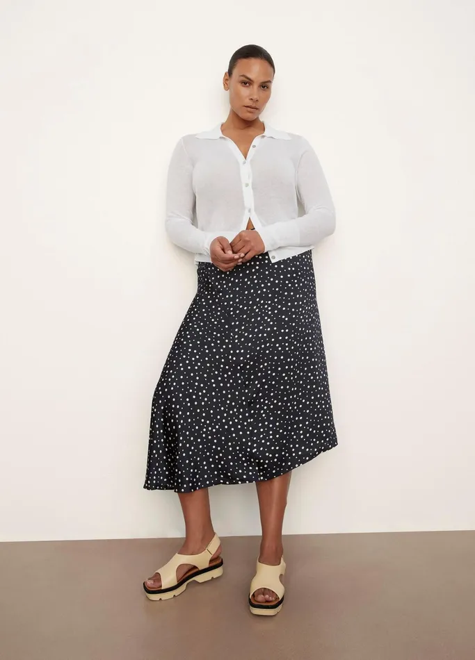 Vince Skirts Women Tossed Dot Draped Knot Skirt Deep Marine