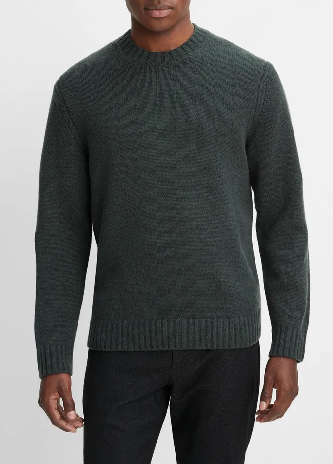 Vince Sweaters Men WoolCashmere Relaxed Crew Neck Sweater Midnight Forest