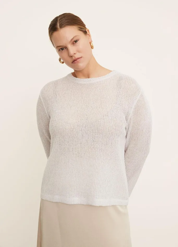 Vince Sweaters Women Bracelet Sleeve Crew Neck Sweater Optic White