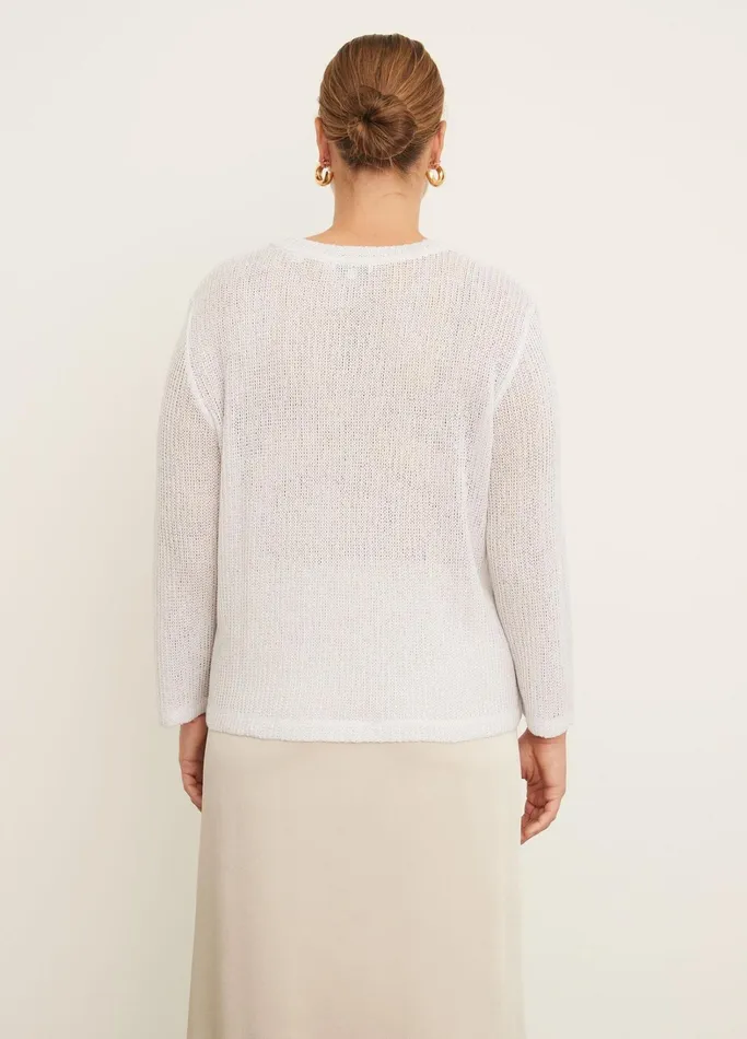 Vince Sweaters Women Bracelet Sleeve Crew Neck Sweater Optic White