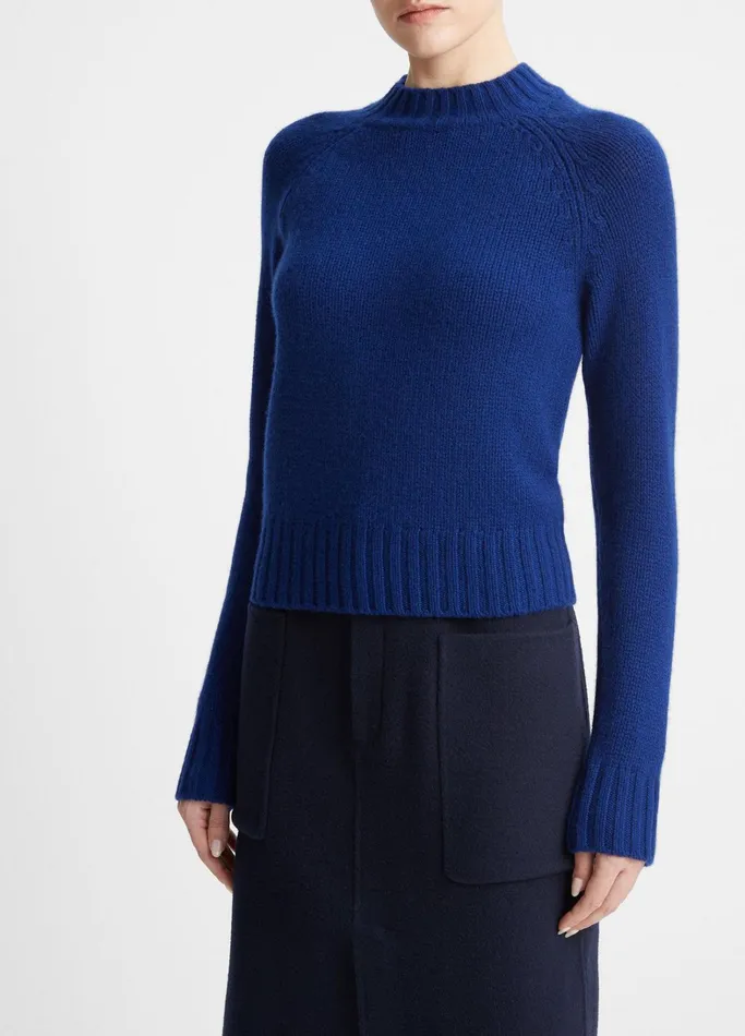 Vince Sweaters Women Cashmere Shrunken Mock Neck Sweater Caspian