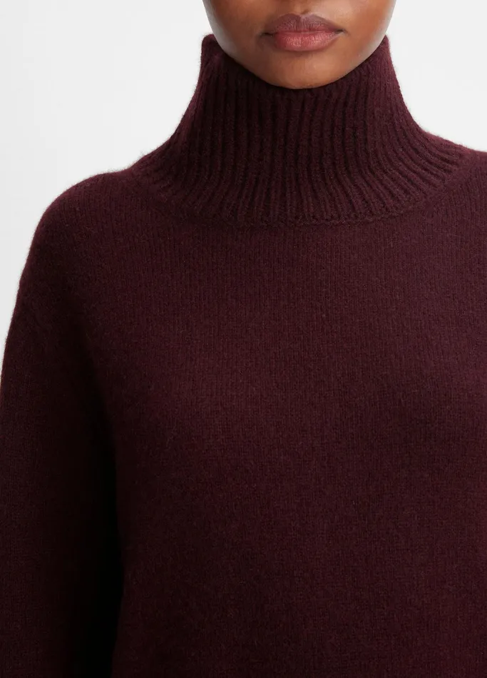 Vince Sweaters Women MixedGauge WoolCashmere Turtleneck Tunic Sweater Black Fig