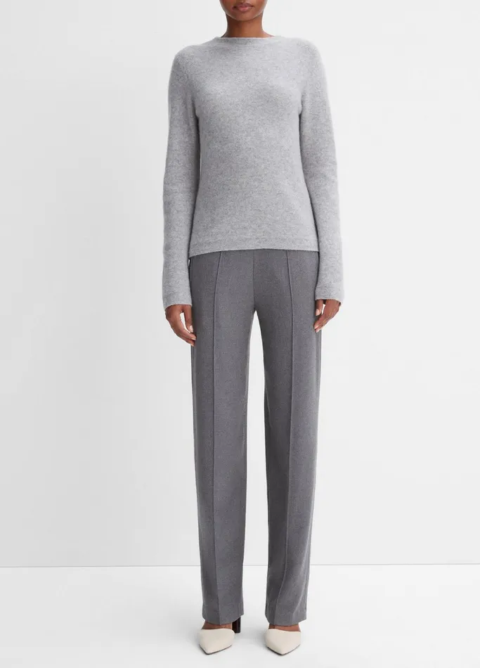 Vince Sweaters Women Plush Cashmere Crew Neck Sweater Heather Sterling
