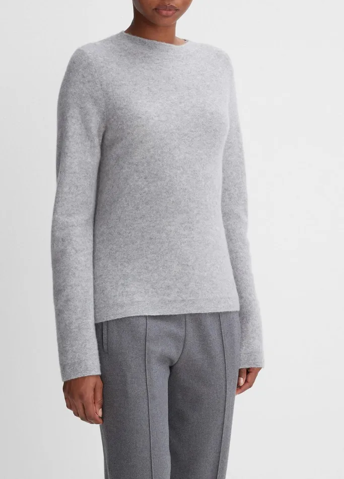 Vince Sweaters Women Plush Cashmere Crew Neck Sweater Heather Sterling