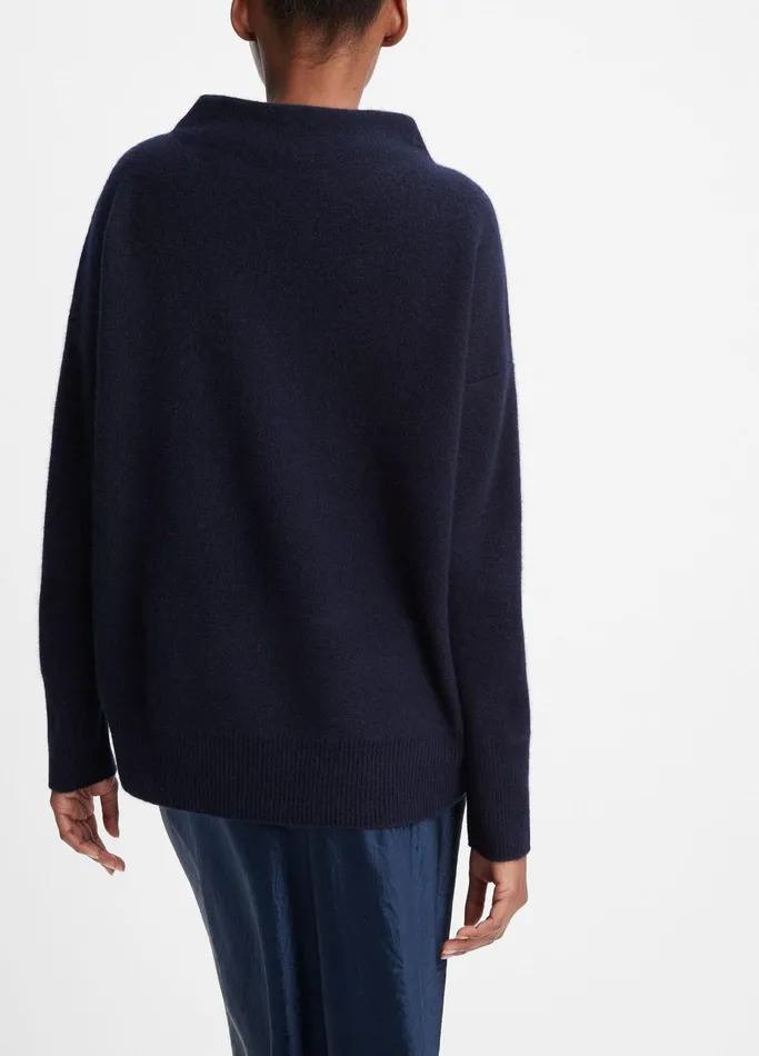 Vince Sweaters Women Plush Cashmere Funnel Neck Sweater Coastal Blue