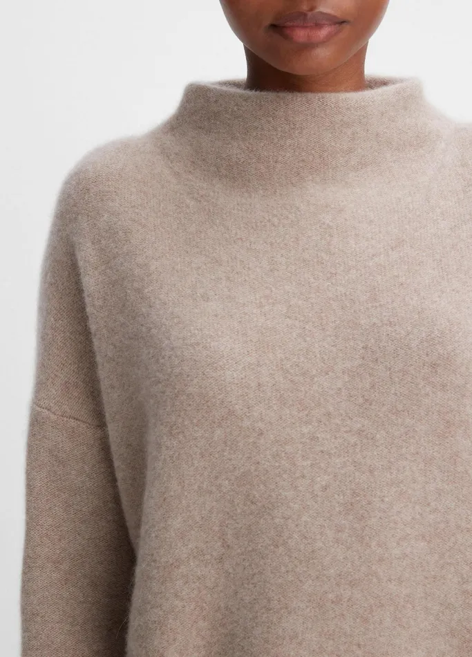 Vince Sweaters Women Plush Cashmere Funnel Neck Sweater Heather Hazel