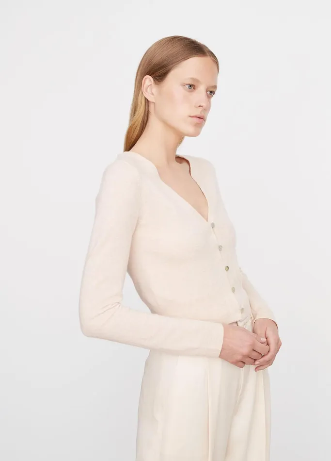Vince Sweaters Women WoolBlend Trim Cardigan Heather Chanterelle