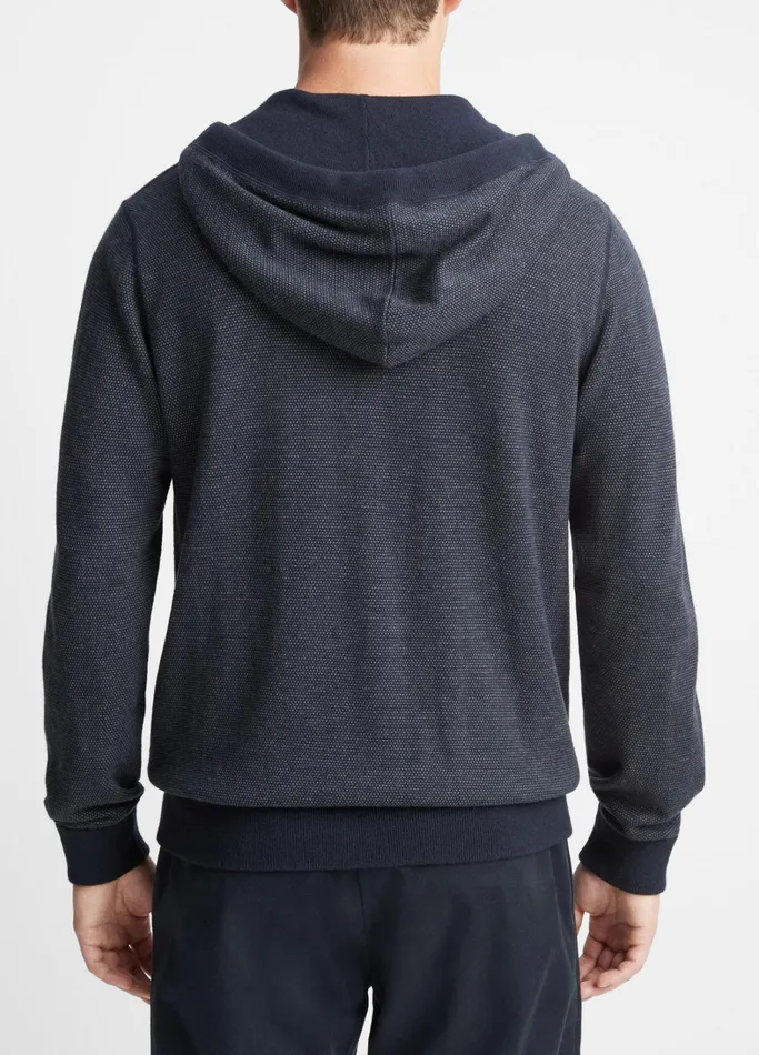 Vince Sweatshirts and Hoodies Men Birdseye FullZip Hoodie Coastal Bluemedium Heather Grey
