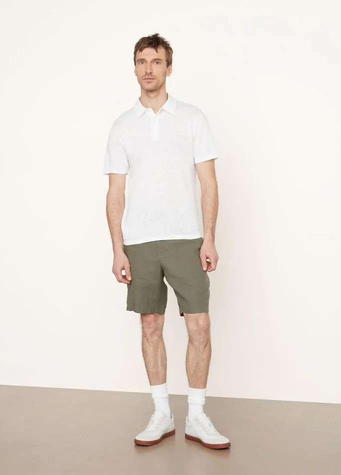 Vince TShirts and Polos Men Linen Polo Shirt Optic White