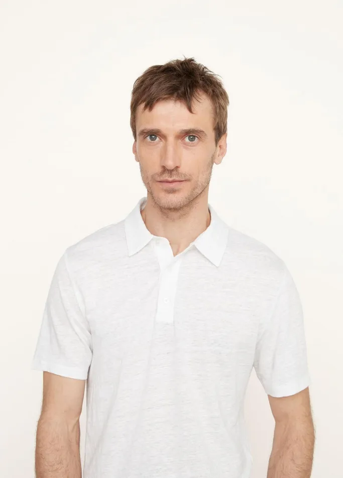 Vince TShirts and Polos Men Linen Polo Shirt Optic White