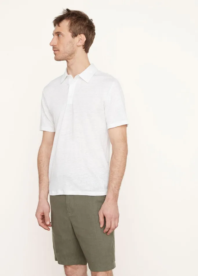 Vince TShirts and Polos Men Linen Polo Shirt Optic White