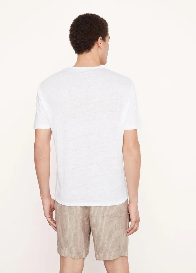 Vince TShirts and Polos Men Linen Short Sleeve Crew Neck TShirt Optic White