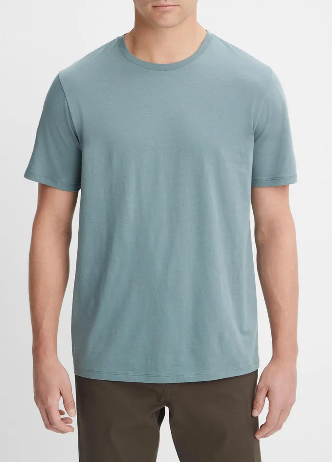 Vince TShirts and Polos Men Pima Cotton Crew Neck TShirt Light Dusty Teal