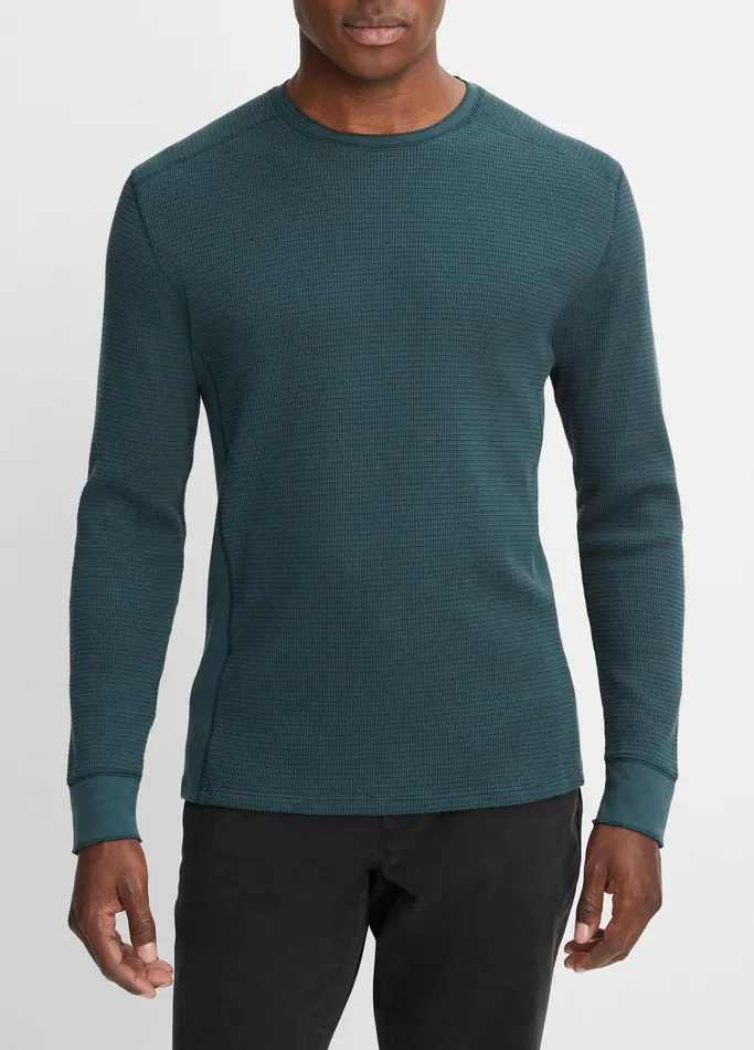 Vince TShirts and Polos Men Thermal LongSleeve Crew Neck TShirt Deep Teal