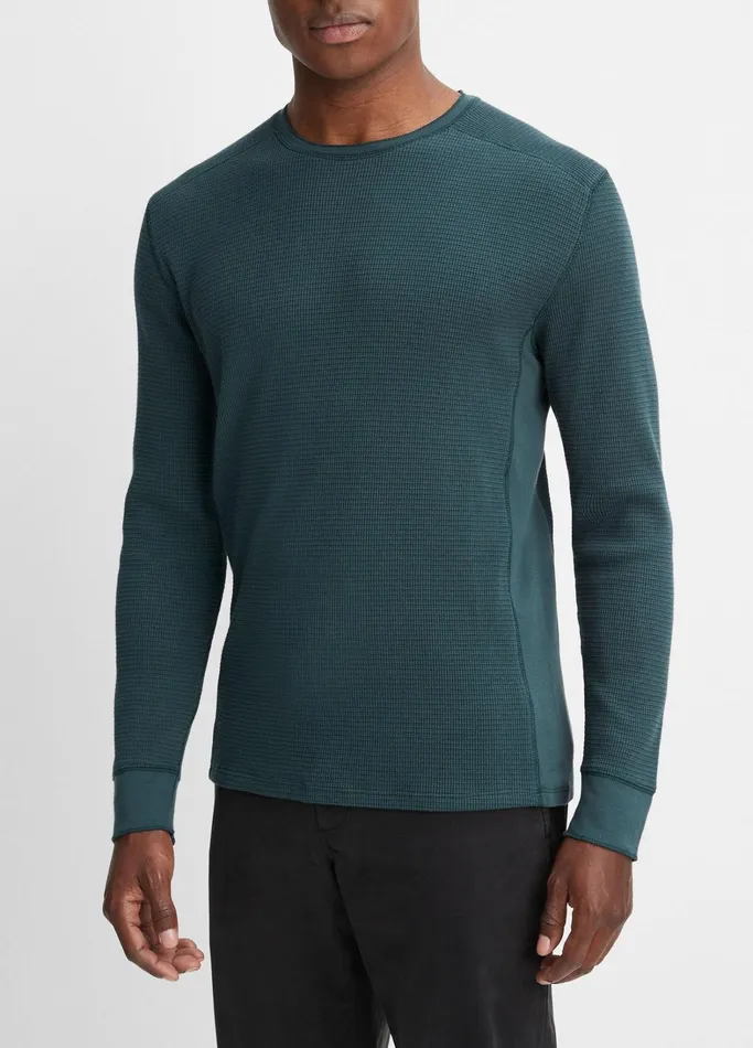 Vince TShirts and Polos Men Thermal LongSleeve Crew Neck TShirt Deep Teal
