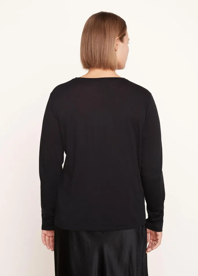 Vince TShirts Women Essential Long Sleeve Crew Neck TShirt Black