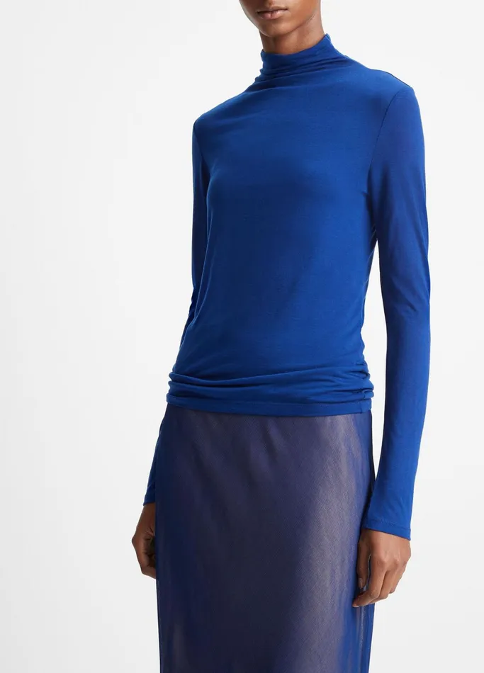 Vince TShirts Women Sheer LongSleeve Turtleneck Top Caspian