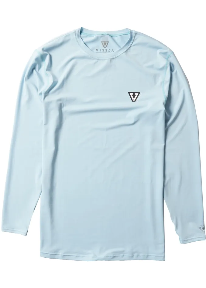 Vissla Twisted Eco Long Sleeve Lycra Rash Guard COOL BLUE HEATHER Men Wetsuit Tops and Lycra