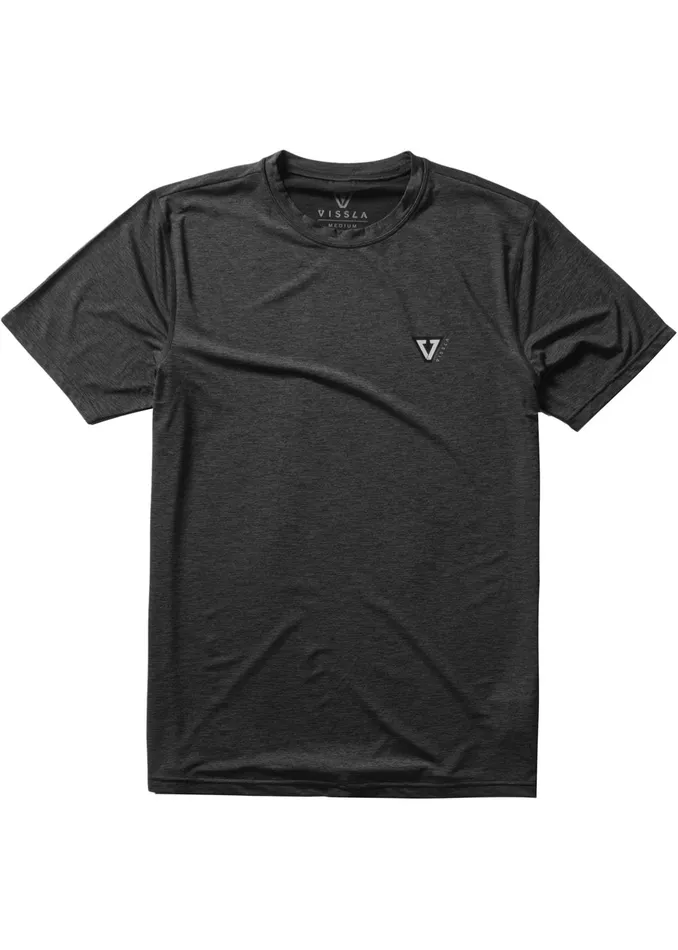 Wetsuit Tops and Lycra Men Twisted Eco Short Sleeve Lycra Rash Guard Black Heather Vissla