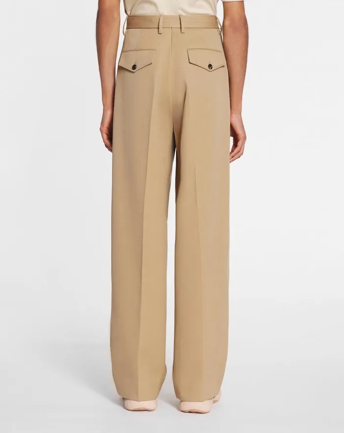 Wideleg Doublepleated Pants Camel Men Lanvin Pants and Shorts