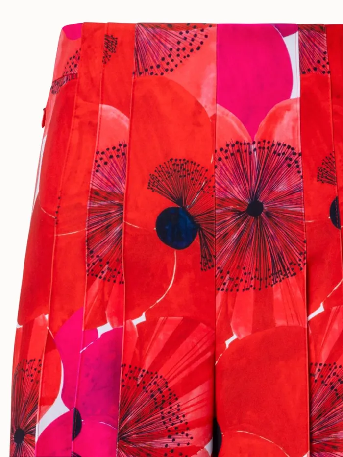 Wide Pleated Pant With Poppy Print Poppy Women Akris Pants