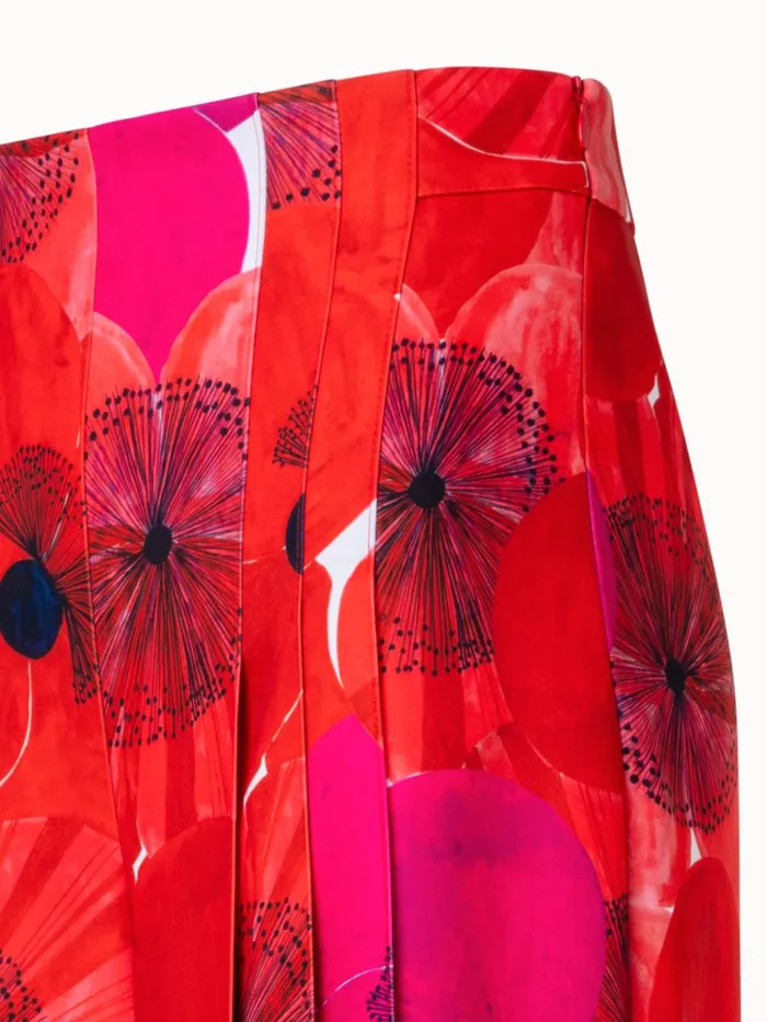 Wide Pleated Pant With Poppy Print Poppy Women Akris Pants