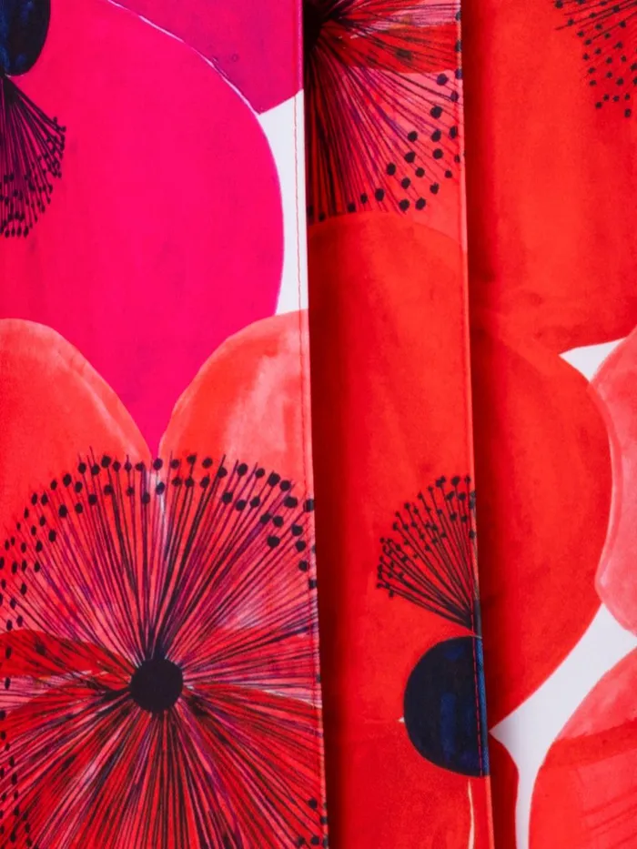 Wide Pleated Pant With Poppy Print Poppy Women Akris Pants