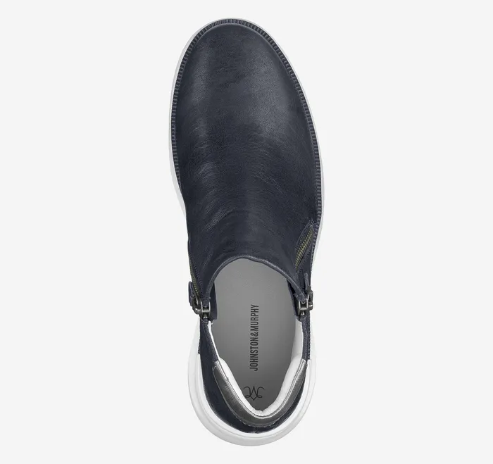 Women8217s Shoes Women Emery Zip Bootie Navy Washed Italian Sheepskin Johnston and Murphy