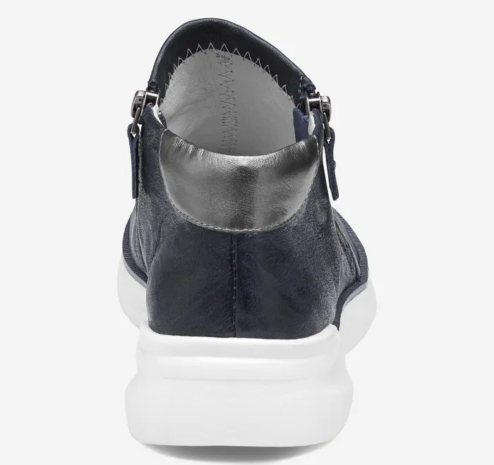 Women8217s Shoes Women Emery Zip Bootie Navy Washed Italian Sheepskin Johnston and Murphy