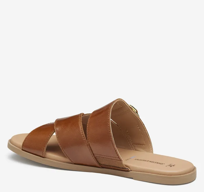 Women8217s Shoes Women Shayla CrossBand Slide Cognac Calfskin Johnston and Murphy