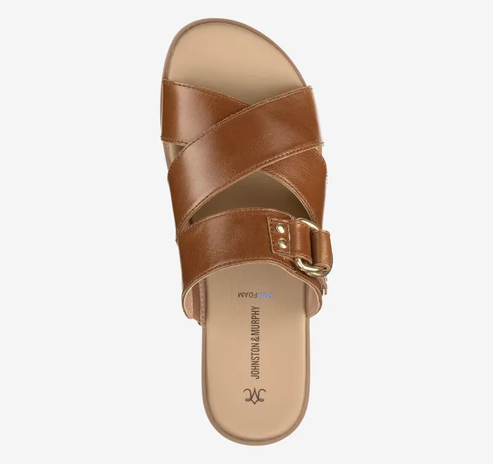 Women8217s Shoes Women Shayla CrossBand Slide Cognac Calfskin Johnston and Murphy