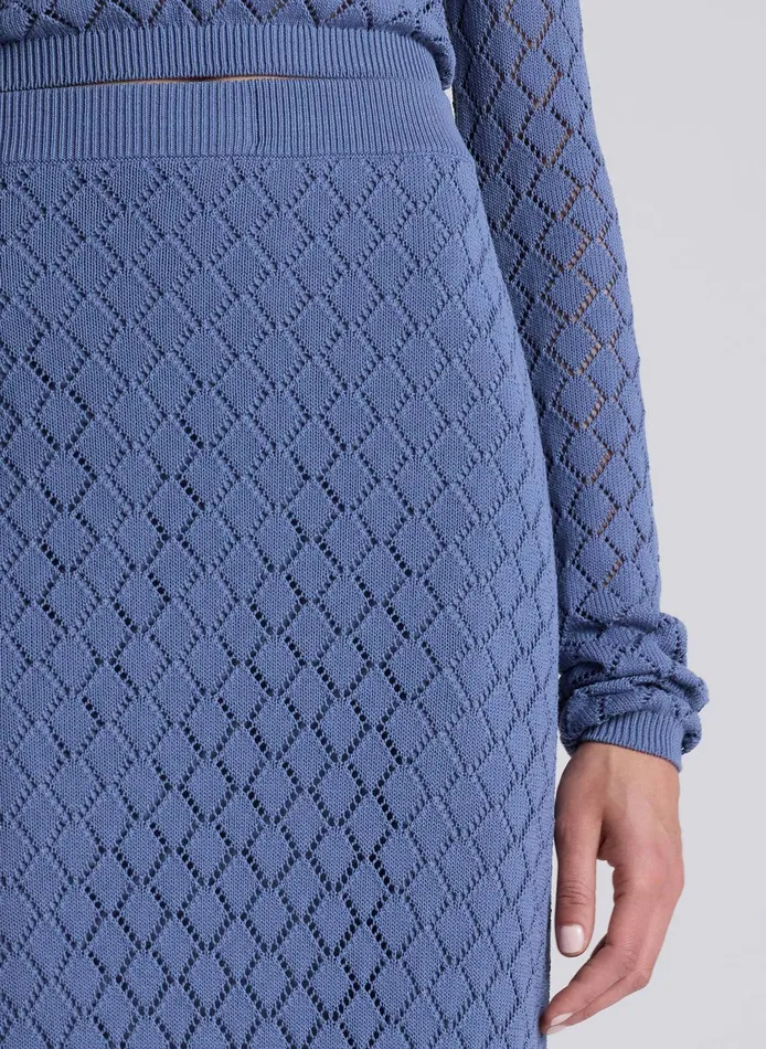 Women Addison Pointelle Knit Skirt Steel Blue ALC Bottoms