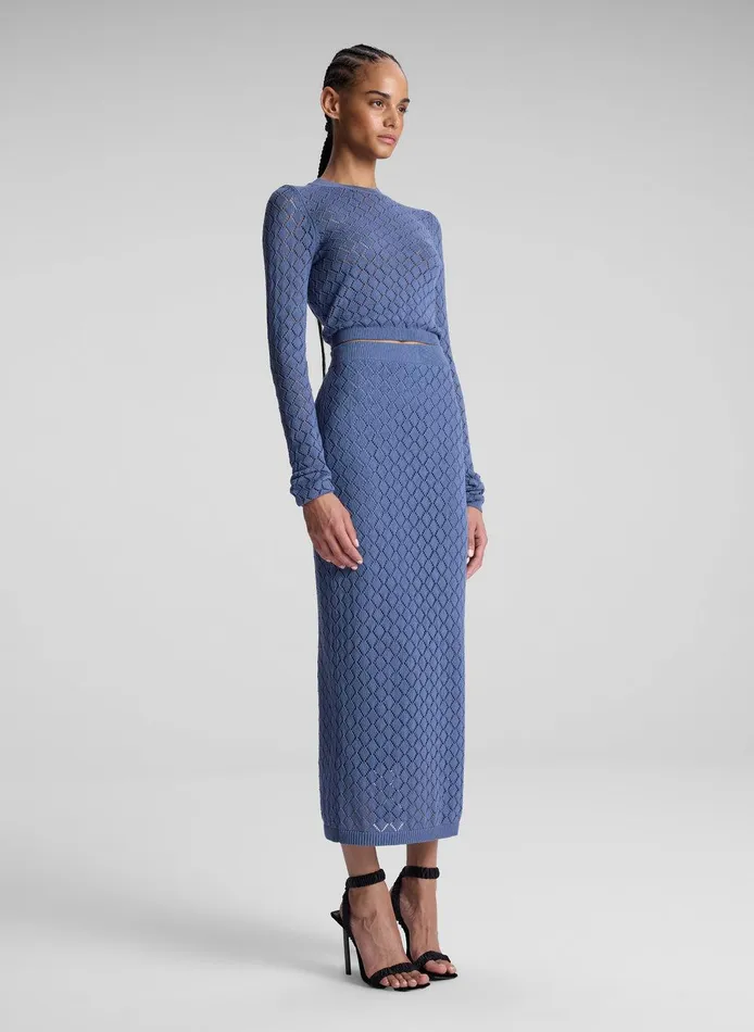 Women Addison Pointelle Knit Skirt Steel Blue ALC Bottoms