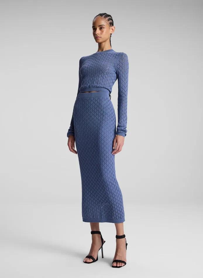 Women Addison Pointelle Knit Skirt Steel Blue ALC Bottoms