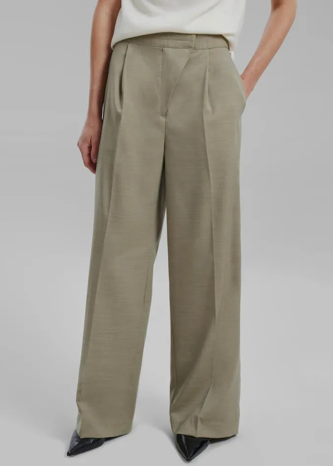 Women Alia Wide Leg Trousers 8211 Beige The Frankie Shop Bottoms