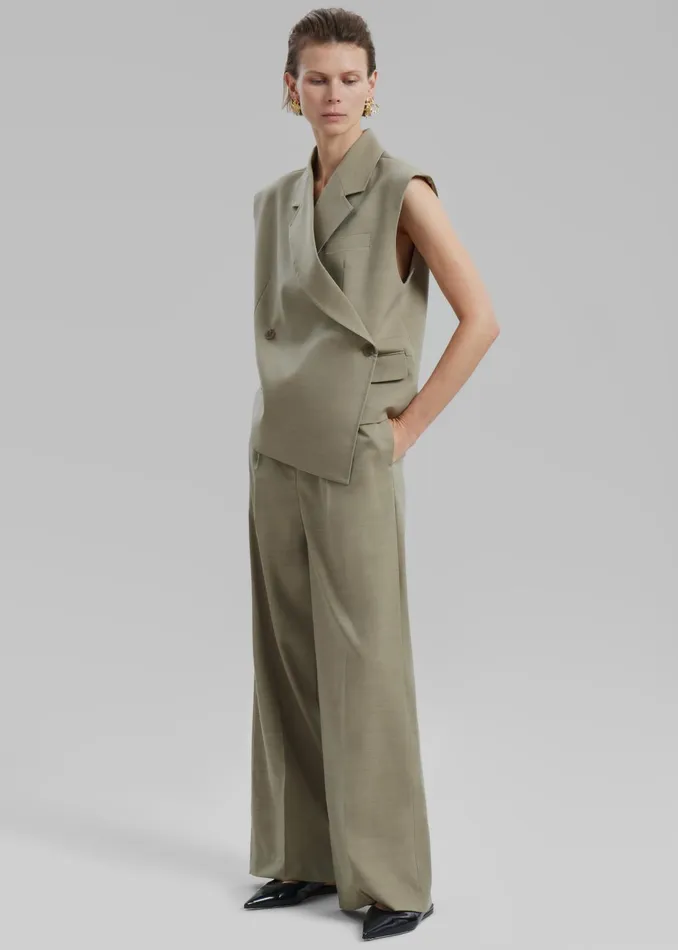 Women Alia Wide Leg Trousers 8211 Beige The Frankie Shop Bottoms