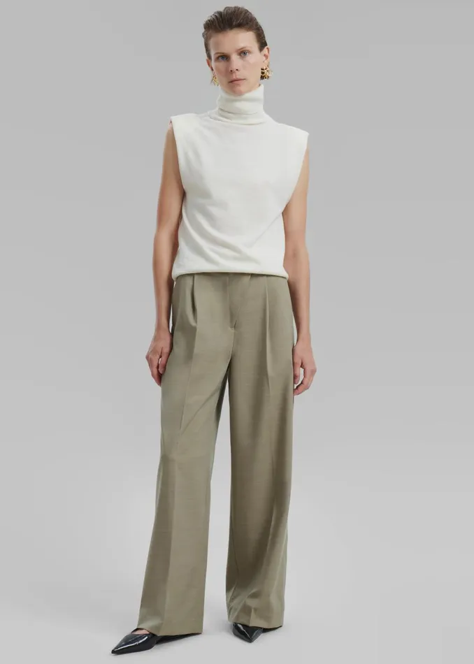 Women Alia Wide Leg Trousers 8211 Beige The Frankie Shop Bottoms