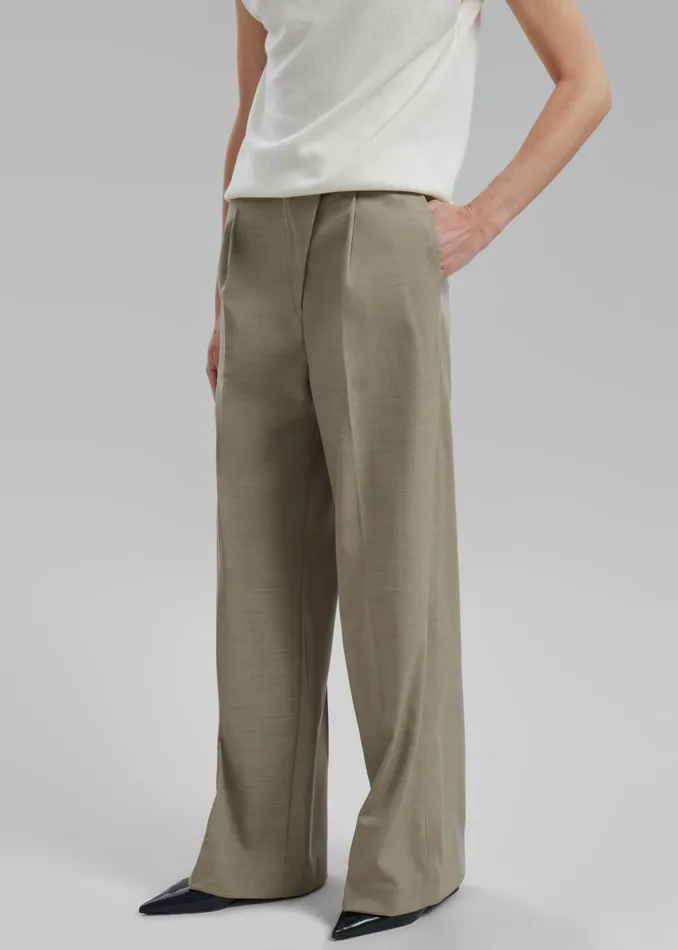 Women Alia Wide Leg Trousers 8211 Beige The Frankie Shop Bottoms