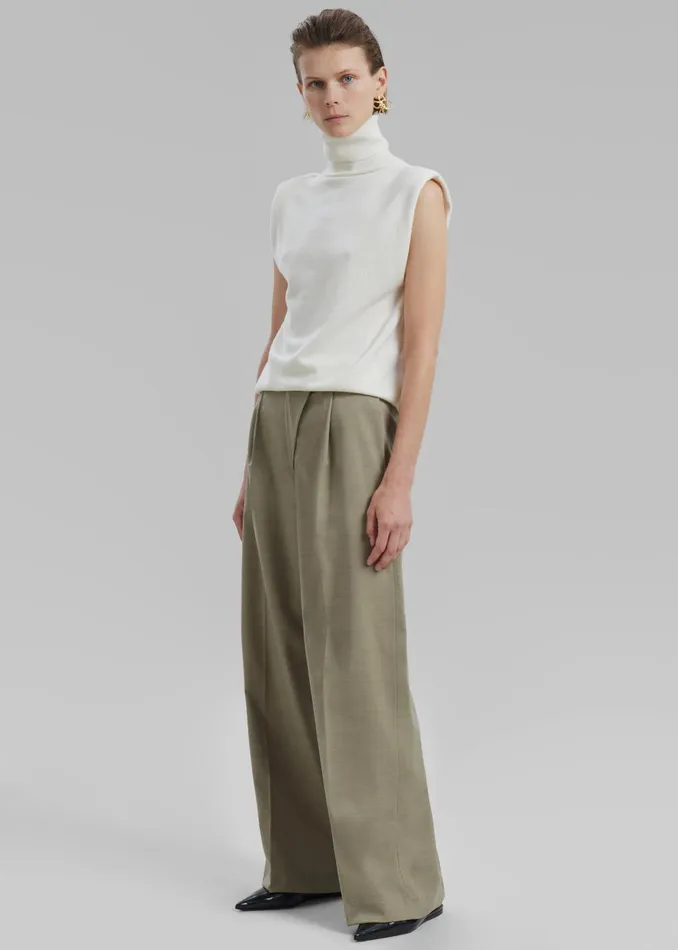 Women Alia Wide Leg Trousers 8211 Beige The Frankie Shop Bottoms